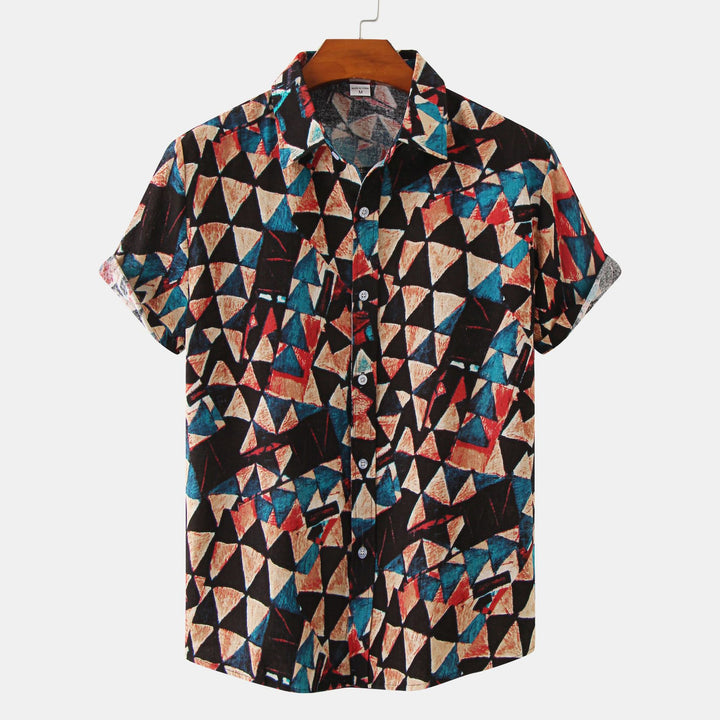 Herren Kurzarmhemd mit kreativem geometrischen Design Echoarchiv