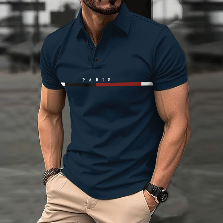 Herren Poloshirt mit modischem Grafikelement Echoarchiv