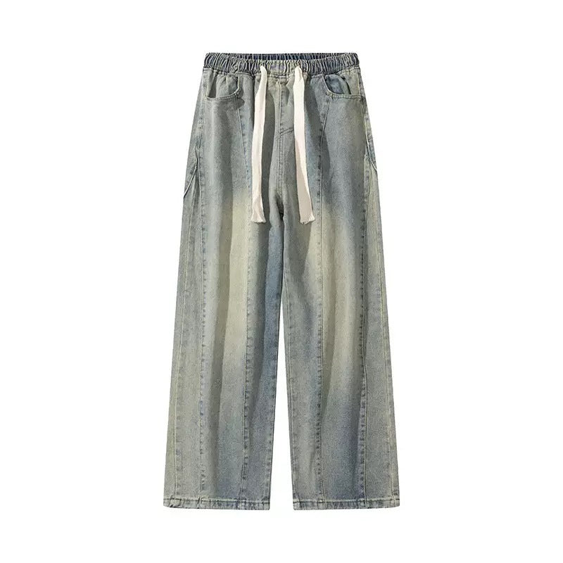 Herren weite Denim-Hose im urbanen Stil mit lässigem Schnitt und bequemem Gummizug Echoarchiv