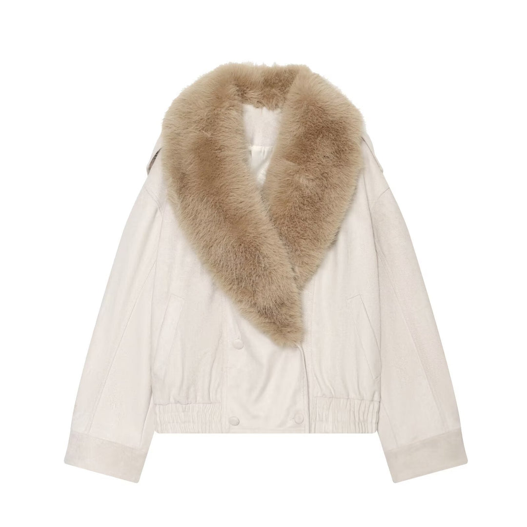 Damen Cropped Veloursjacke mit abnehmbarem XXL-Schalkragen Echo Archiv
