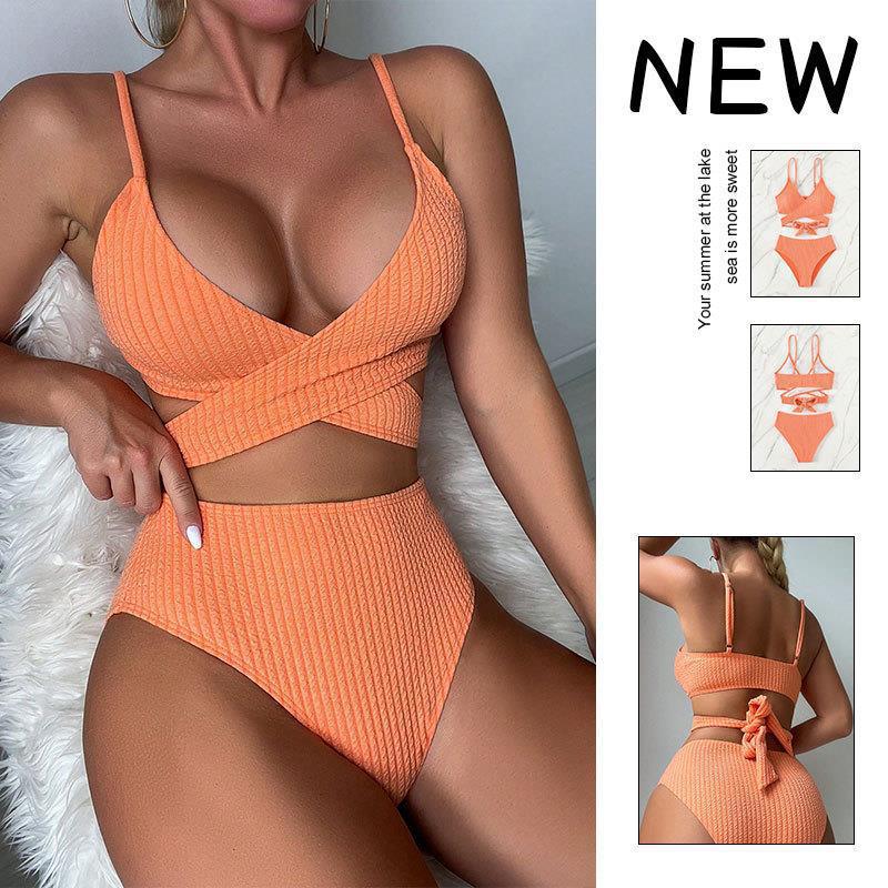 Damen High-Waist Bikini-Set mit gekreuztem Oberteil Echo Archiv