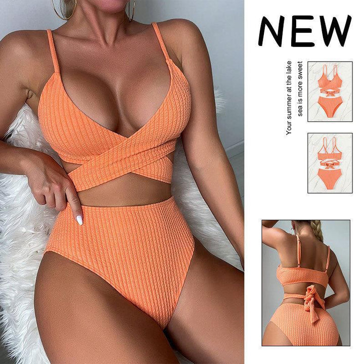 Damen High-Waist Bikini-Set mit gekreuztem Oberteil Echo Archiv