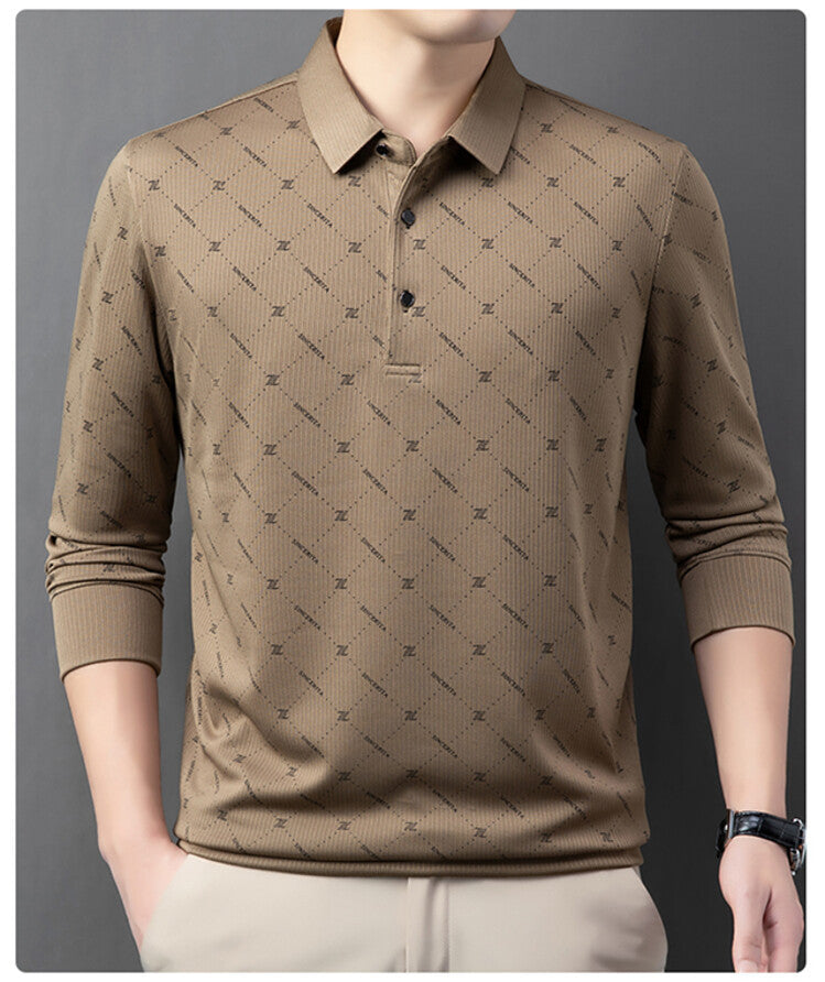 Herren Langarm Poloshirt mit innovativem Muster und atmungsaktiven Eigenschaften Echoarchiv