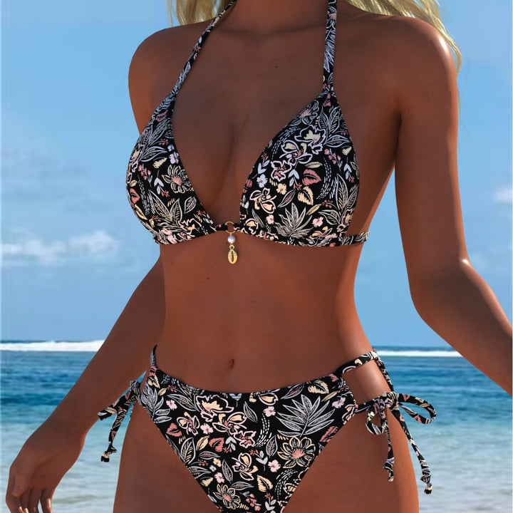 Damen Triangel-Bikini mit verspieltem Floral-Design und verstellbaren Bindebändern Echo Archiv