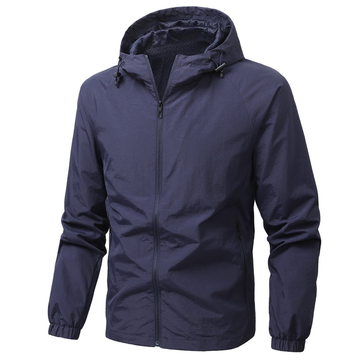 Herren Leichte winddichte Kapuzen-Outdoorjacke mit durchgehendem Reißverschluss und elastischen Bündchen Echo Archiv