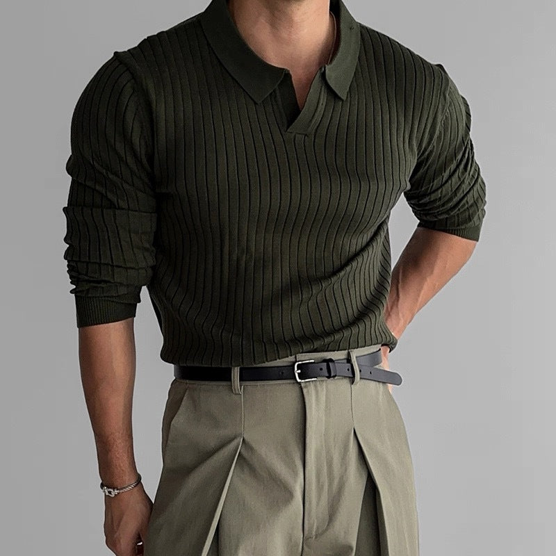 Herrenmode Strick-Polo mit Rippstruktur Echo Archive