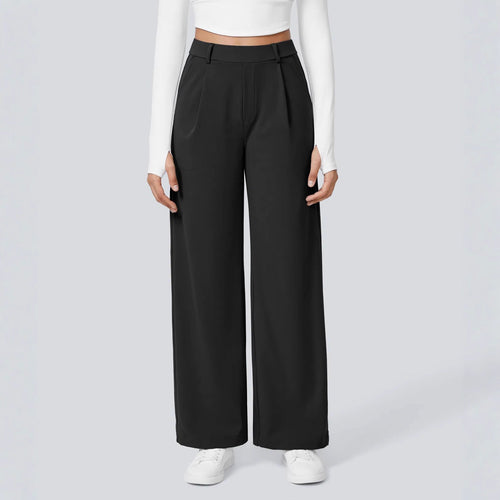 Damen nan hochgeschnittene Bundfaltenhose mit weitem Bein, Gürtelschlaufen und seitlichen Eingrifftaschen Echo Archiv