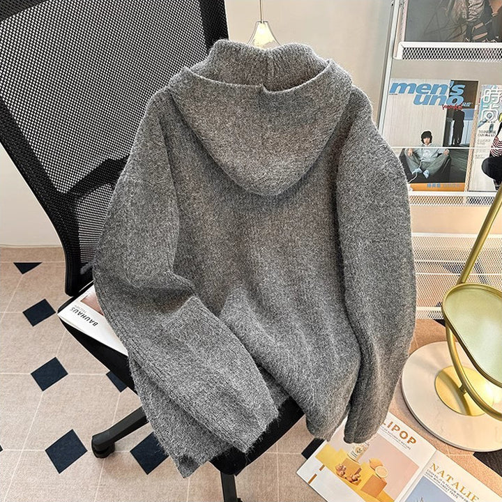 Herren Grobstrick Pullover mit Kapuze und Reißverschluss Echoarchiv