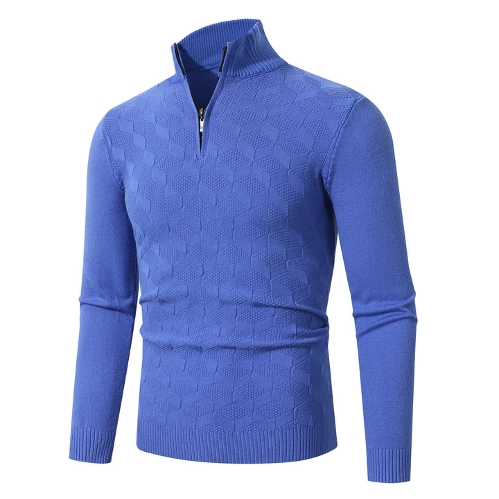 Herren modischer Strickpullover mit halbem Reißverschluss und strukturiertem Design Echoarchiv