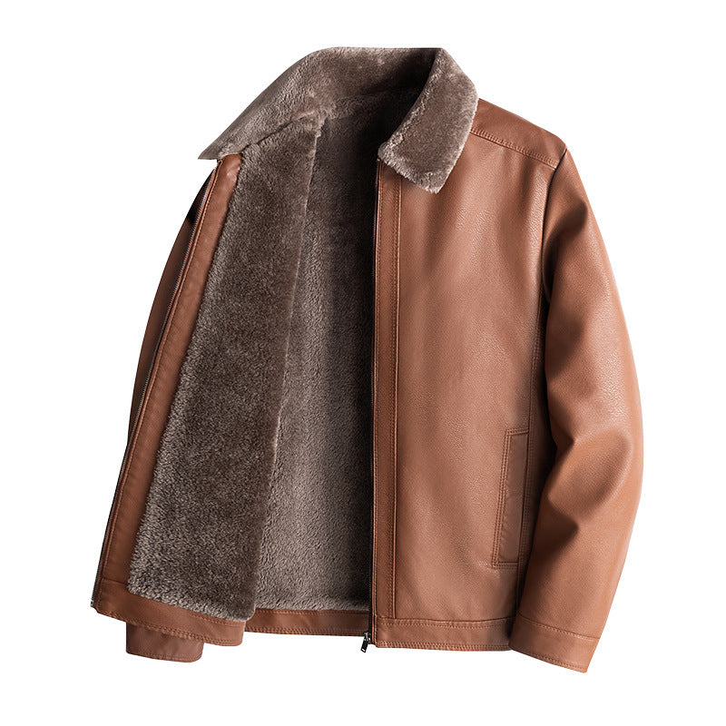 Herren Lässige Kunstlederjacke mit Fleecefutter Echo Archiv