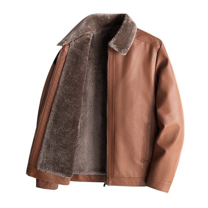 Herren Lässige Kunstlederjacke mit Fleecefutter Echo Archiv