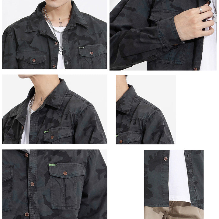 Herren Camouflage-Fieldshirtjacke aus leichtem Baumwoll-Twill mit Brusttaschen Echo Archiv