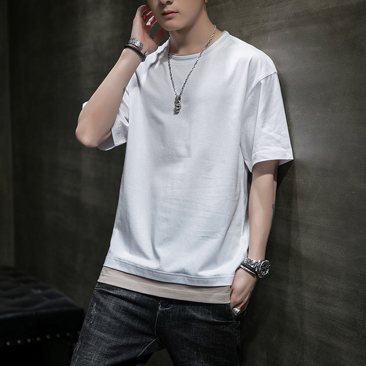 Herren lässiges oversized T-Shirt mit kontrastierendem Untersetzer Echoarchiv