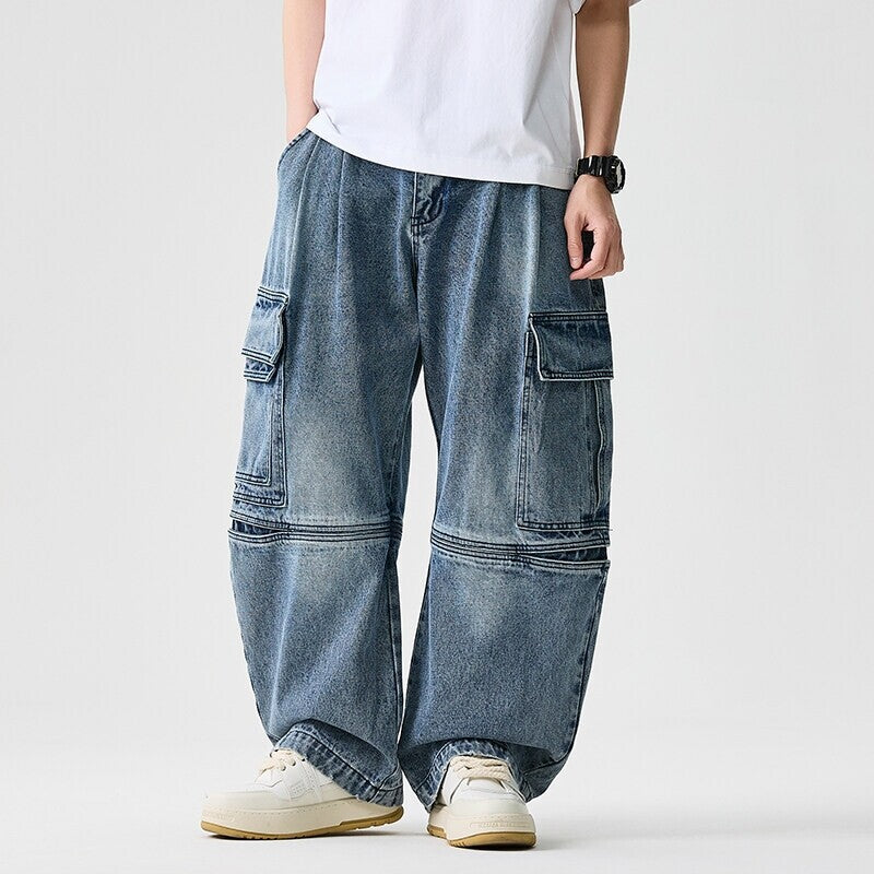 Herren nan extraweite Cargo-Jeans im Baggy-Stil mit verstärkten Knie-Nähten Echo Archiv