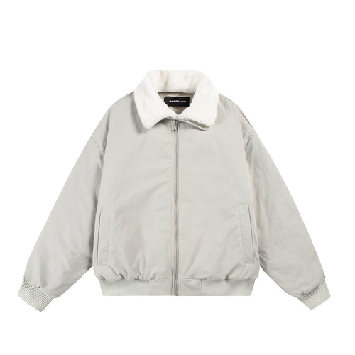 Herren Boxy Bomberjacke mit Teddykragen und geripptem Saum Echoarchiv