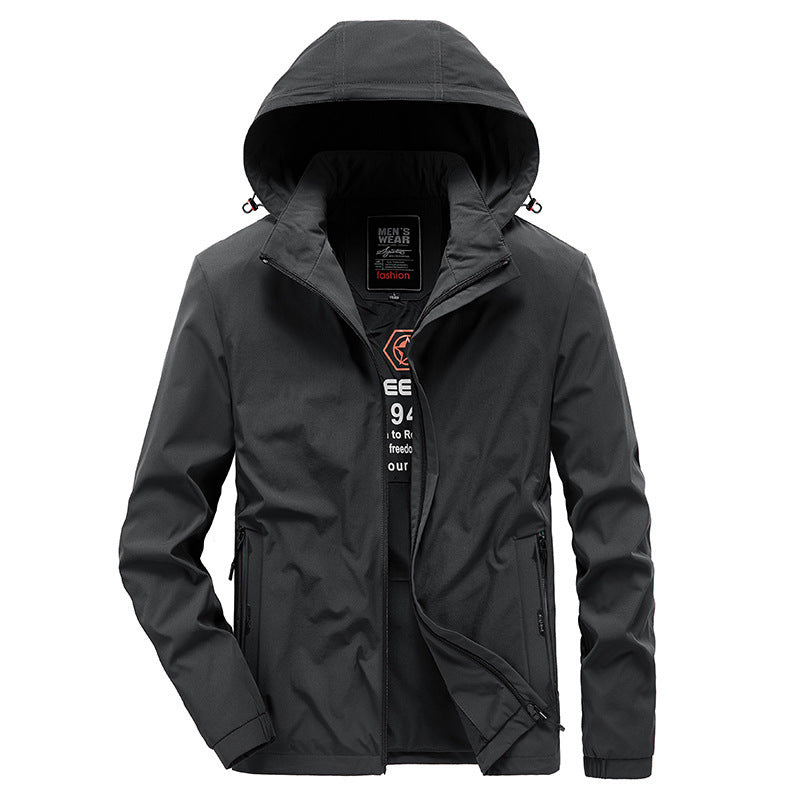 Herren Atmungsaktive Softshelljacke mit verstellbarer Kapuze und verdecktem zweiwegigen Reißverschluss Echoarchiv
