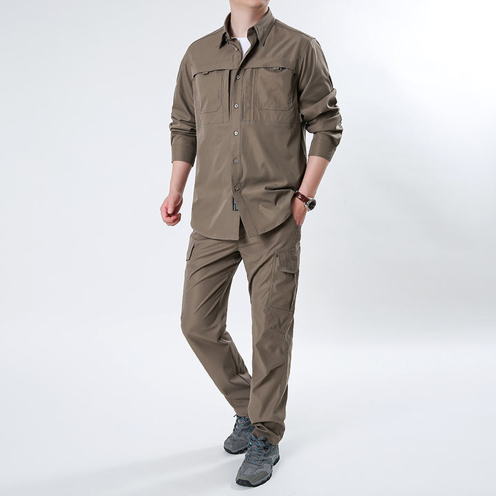 Herren nan leichtes Ripstop-Cargo-Hemd mit passender Cargohose Set für Outdoor und Trekking Echo Archiv