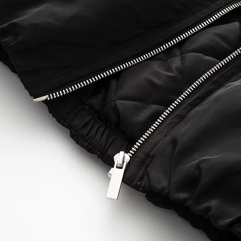 Damen leichte Kapuzen-Bomberjacke mit Kontraststreifen, elastischem Saum und praktischen Eingrifftaschen – Avenza