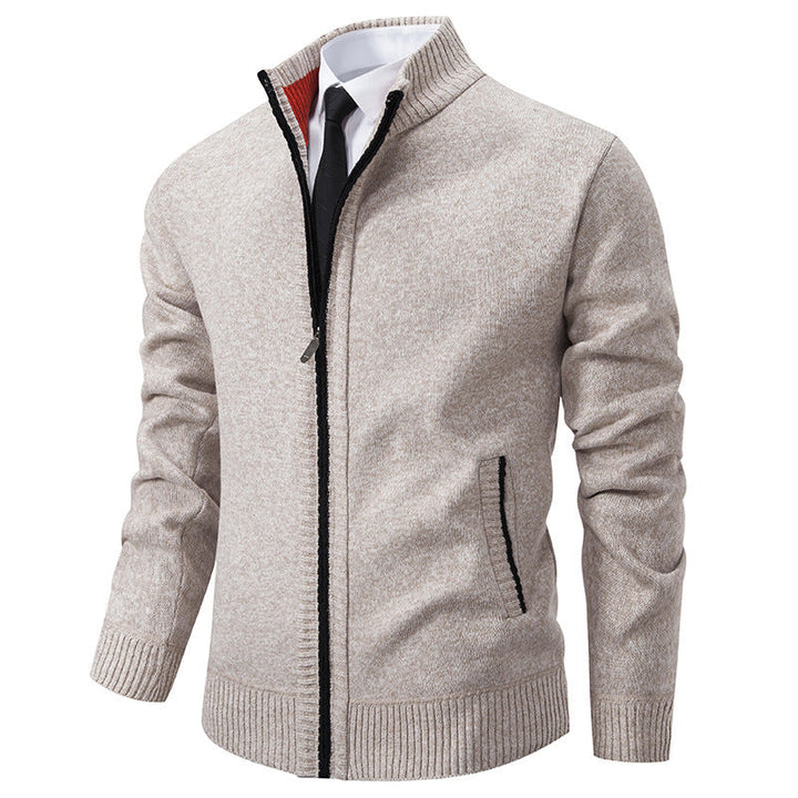 Herren sportliche Strickjacke mit Stehkragen und Reißverschluss Echoarchiv