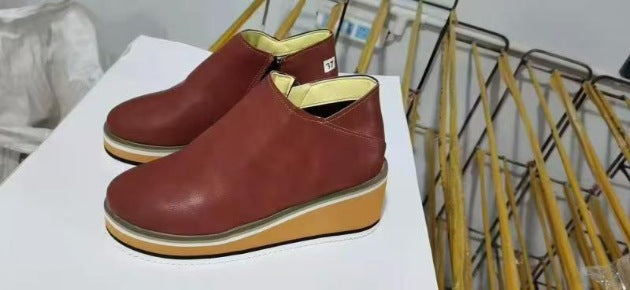 Damen nan orthopädische Keilabsatz Slipper aus Leder Echo Archiv