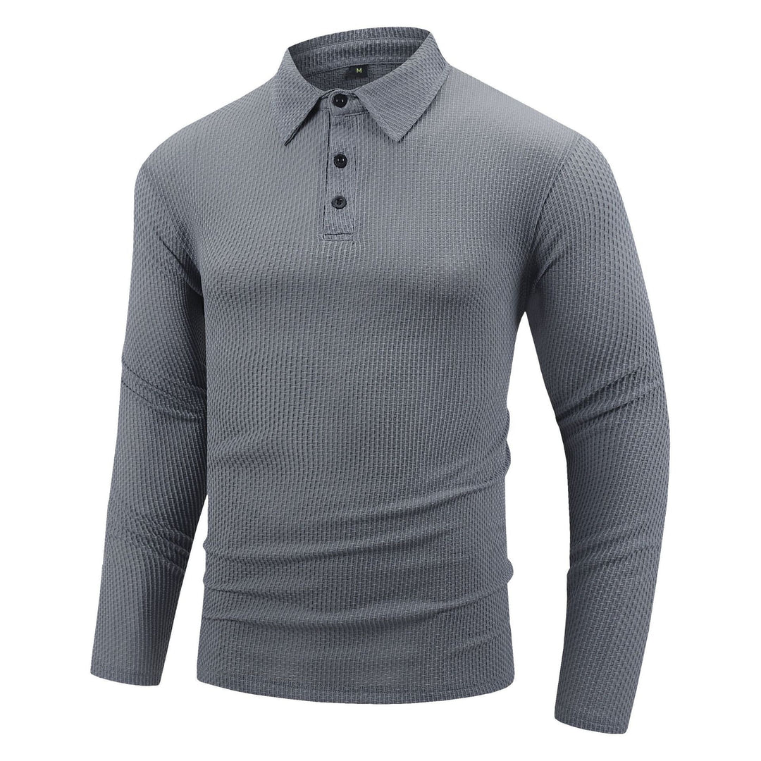 Herren Langarm Poloshirt mit strukturiertem Gewebe Echoarchiv