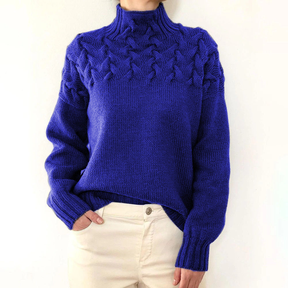 Damen nan Strickpullover mit Zopfstruktur und hohem Rollkragen Echo Archiv
