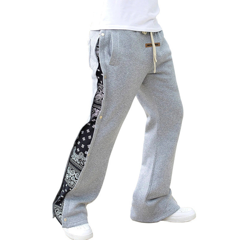 Herren lässige Freizeithose mit Seitenknopf und Bandana-Muster Echoarchiv