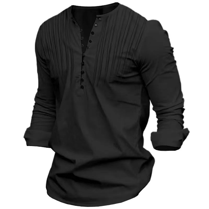 Herren Langarm-Hemd mit eleganter Knopfleiste und feinen Falten Echoarchiv