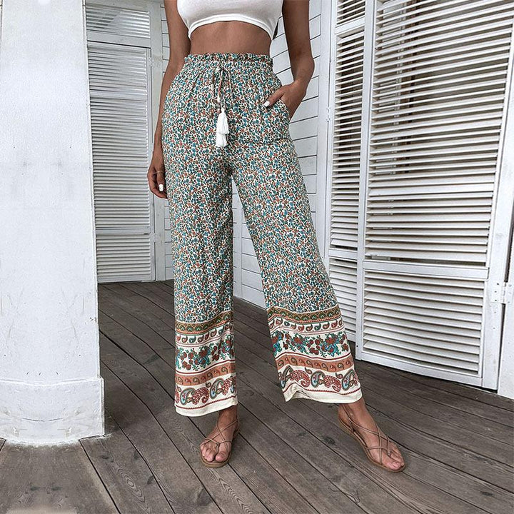 Damen Weite Voile-Hose mit floralem Muster Echo Archiv