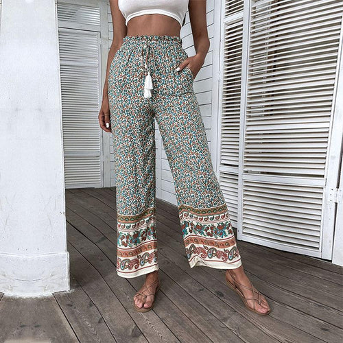Damen Weite Voile-Hose mit floralem Muster Echo Archiv