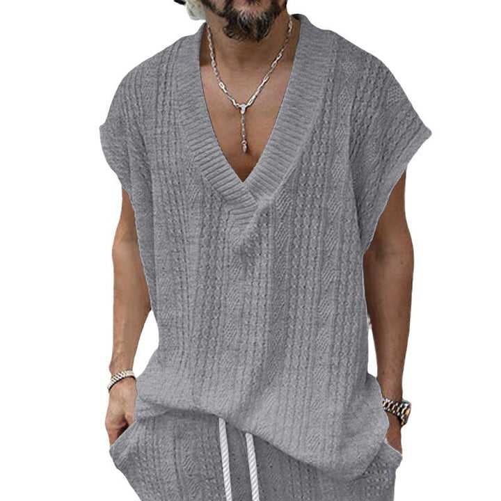 Herren nan Strickweste mit V-Ausschnitt und Zopfmuster Echo Archiv