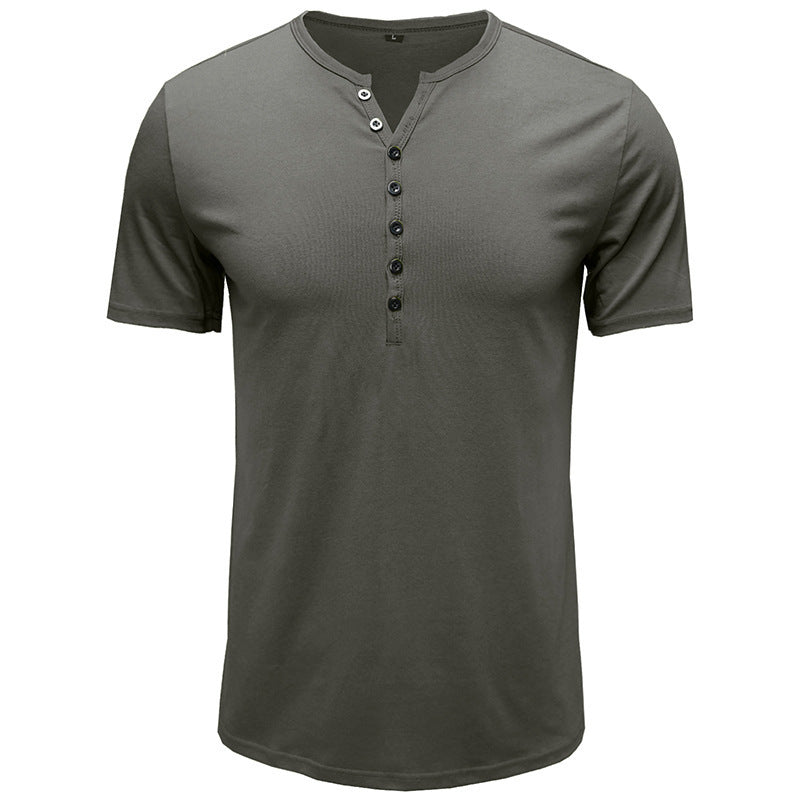 Herren Kurzarm-Hemd mit modischem Henley-Ausschnitt und komfortablem Schnitt Echoarchiv