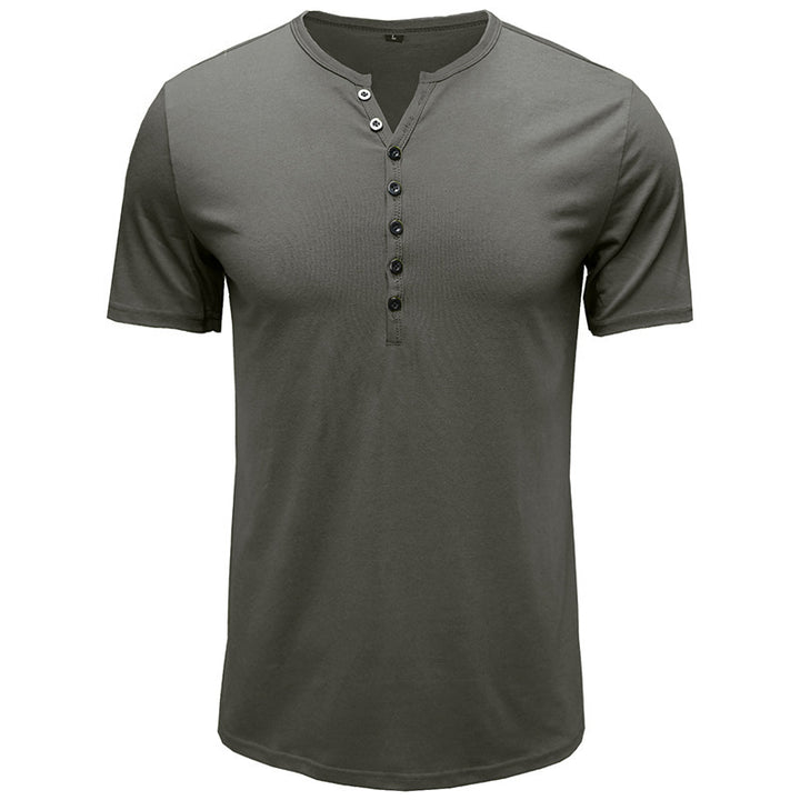 Herren Kurzarm-Hemd mit modischem Henley-Ausschnitt und komfortablem Schnitt Echoarchiv