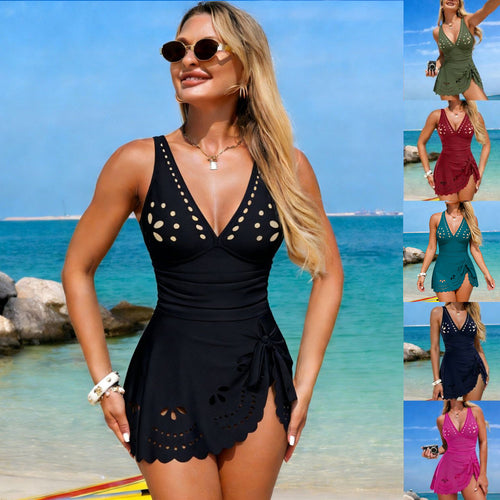 Damen Badeanzug mit modischen Cut-Outs und süßem Wickeldesign Echo Archiv