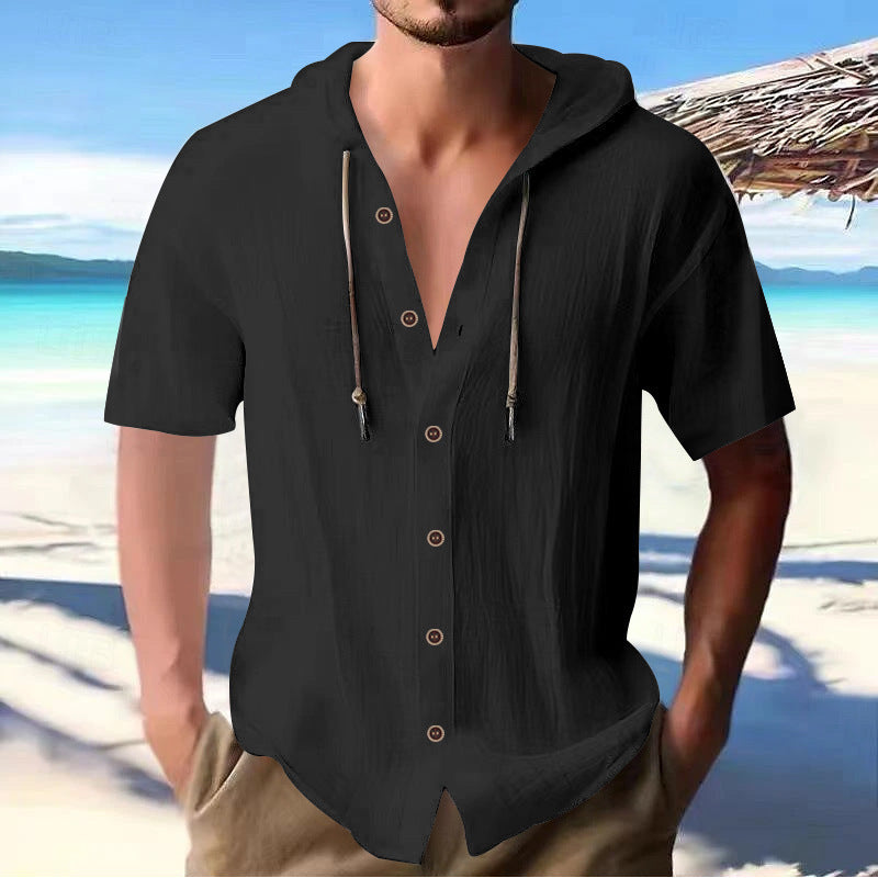 Herren lässige Kurzarm-Hemd mit Kapuze Echoarchiv