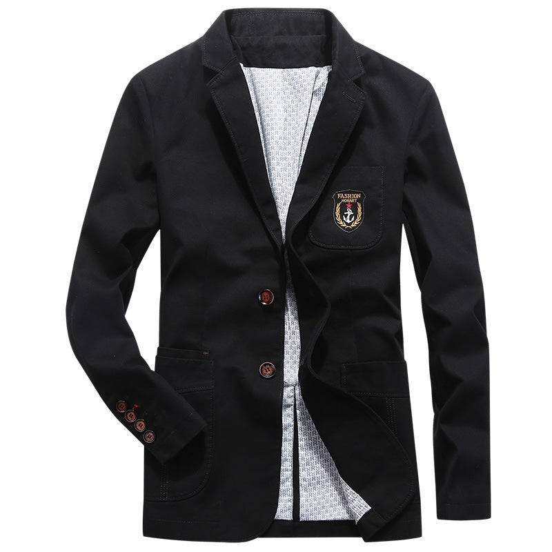 Herren Baumwoll-Canvas Sakko im Casual-Look mit Brustpatch – Tianoro