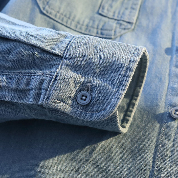Herren lässiges Denim Hemdjacke mit praktischen Brusttaschen Echoarchiv