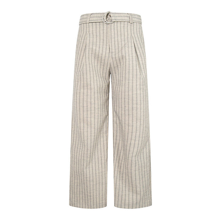 Damen Weite Leinen-Mix Culotte-Hose mit Hochbund und D-Ring-Gürtel Echoarchiv