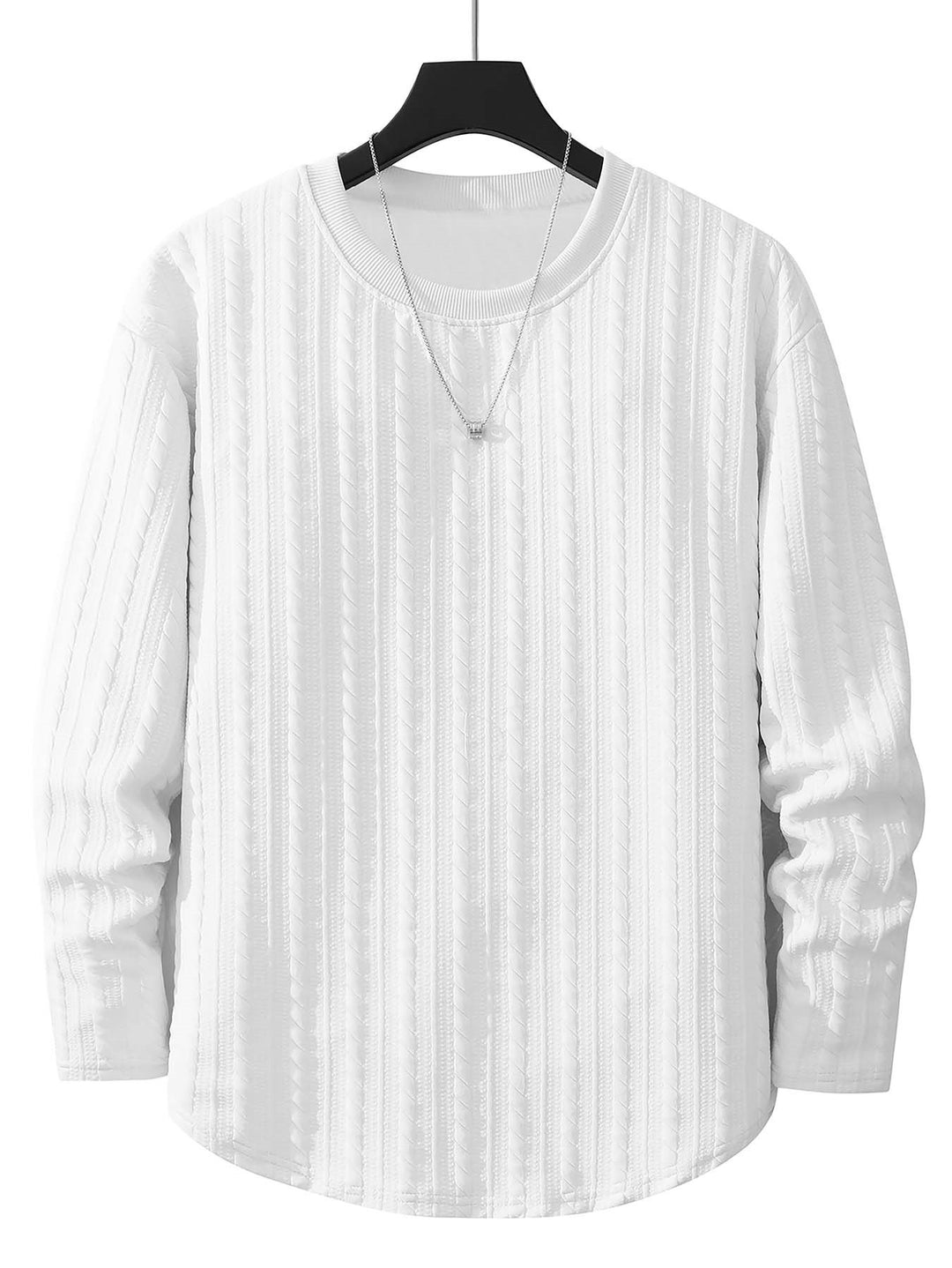 Herren Feinstrick-Rundhals-Pullover mit Zopfmuster, geradem Saum & entspannter Passform Echoarchiv