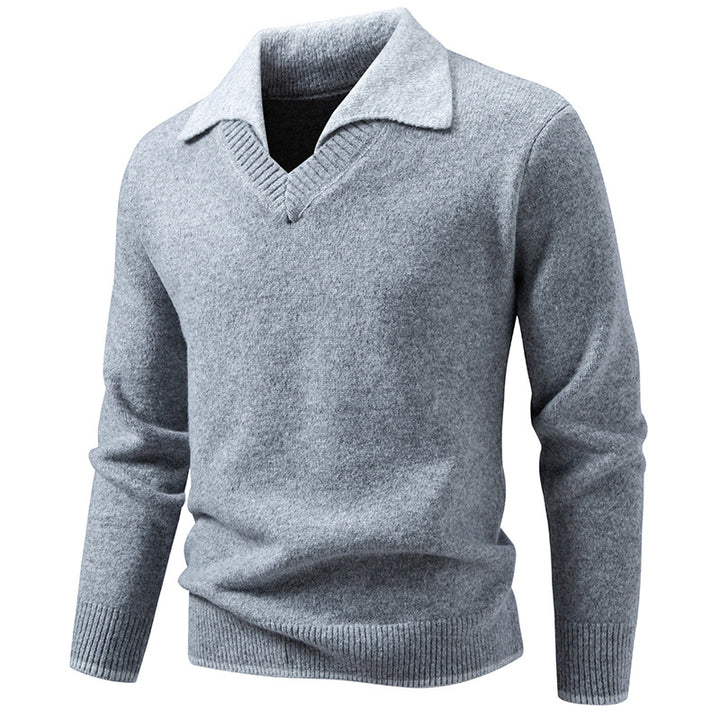Herren Feinstrickpullover mit Hemdkragen und V‑Ausschnitt Echo Archiv