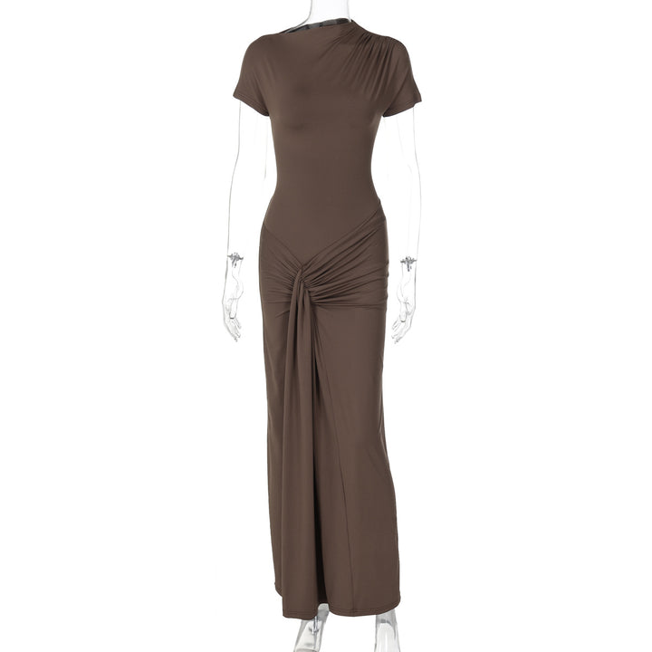 Damen Elegantes Maxikleid mit Drapierung und asymmetrischem Saum Echo Archiv