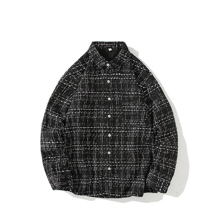 Herren Strukturierte Bouclé-Hemdjacke mit Karo-Jacquard und legerer Passform Echo Archiv