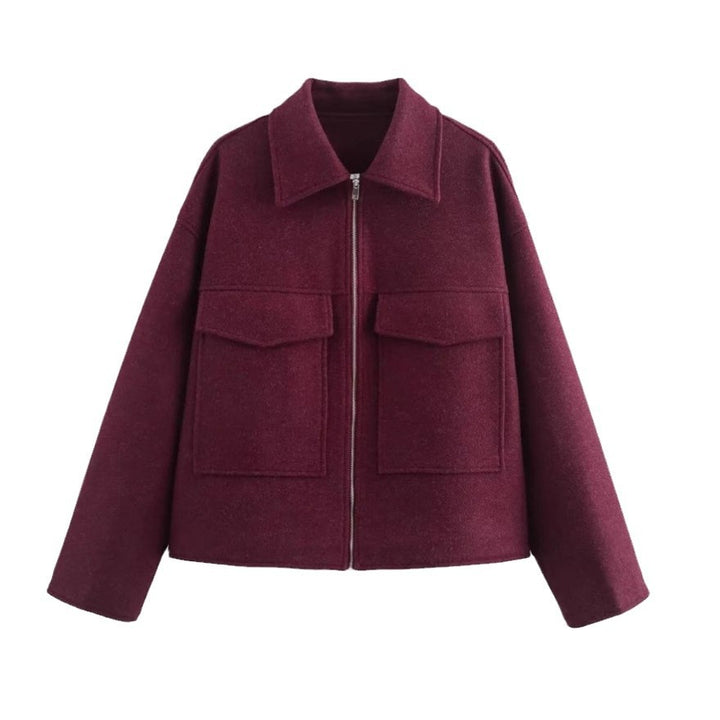 Damen 60+ Boxy Kurzjacke aus Wollmix mit Reißverschluss und aufgesetzten Pattentaschen Echo Archiv