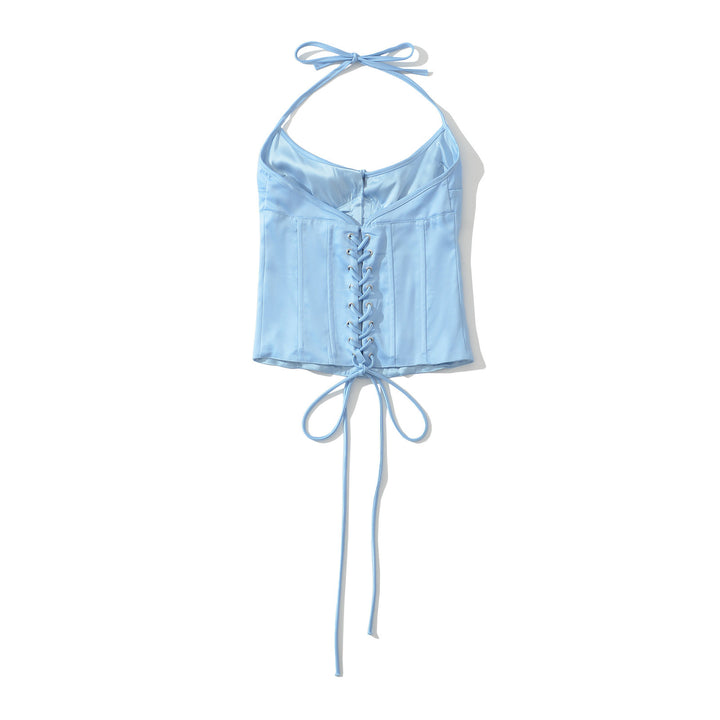 Damen Satin-Nachtkleid mit dekorativen Bindebändern und Knopfleiste Echo Archiv