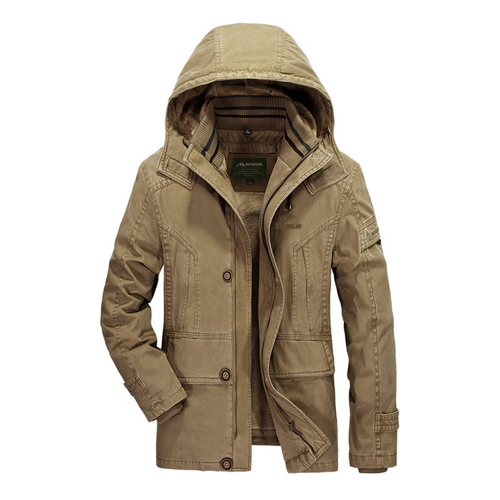 Herren Kapuzenparka mit Teddyfutter und multifunktionalen Utility‑Taschen Echoarchiv