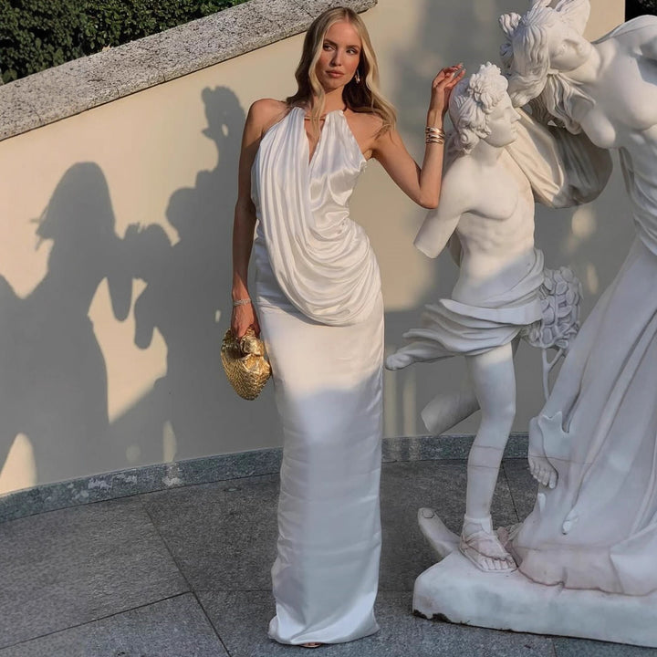 Damen Elegantes Maxikleid mit gerafftem Oberteil und hochwertigem Satinfinish Echo Archiv
