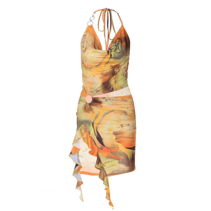 Damen Elegantes Wickelkleid mit raffiniertem Wasserdesign Echo Archiv