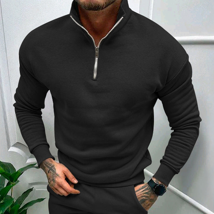 Herren Pullover mit kurzem Reißverschluss und elastischen Bündchen Echoarchiv