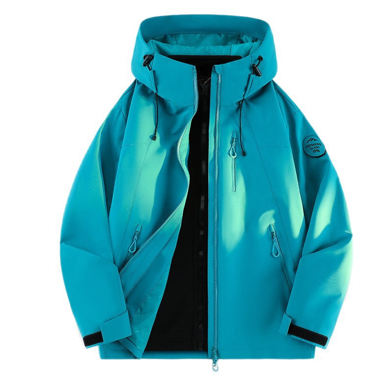 Damen Leichte wasserdichte Kapuzenjacke mit Teddy‑Charm und verdeckten Reißverschlusstaschen Echoarchiv