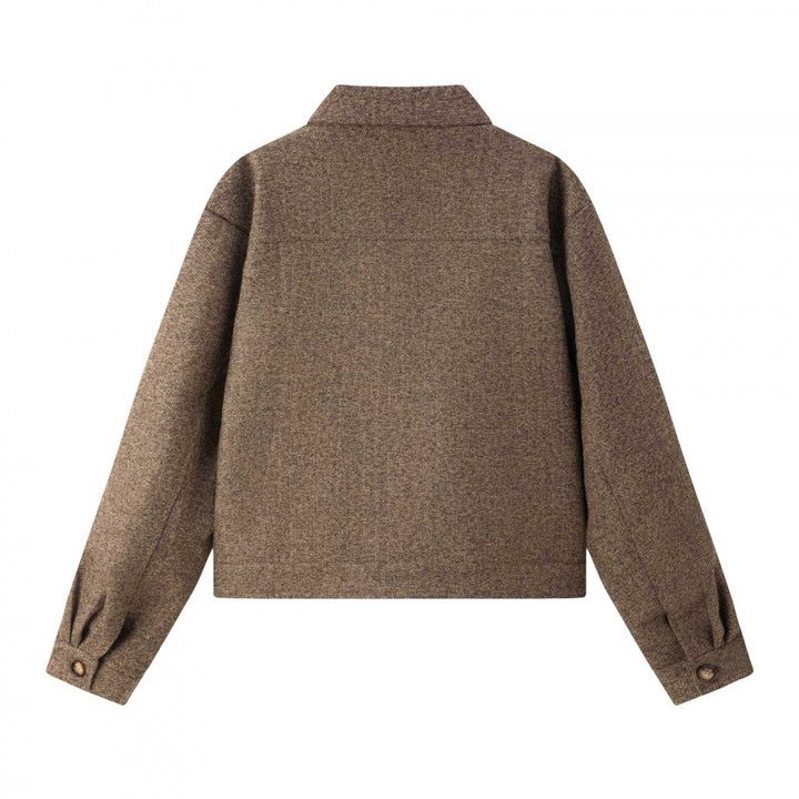 Damen Kurz geschnittene Boxy-Hemdjacke aus Wollmix mit Reverskragen und aufgesetzten Brusttaschen Echo Archiv